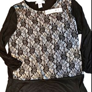 NWT August Silk Blouse Lace L